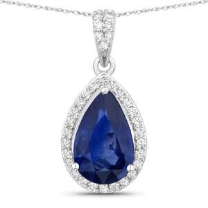 NEW DIANA M JEWELS women's pear natural ceylon blue sapphire pendant necklace (2